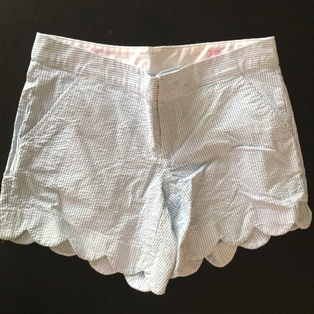 Lily Pulitzer blue and white seersucker shorts